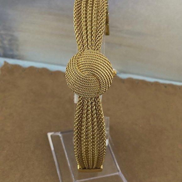 Anne Klein Peak-a-Boo Gold Braided Bracelet Flip Top Watch